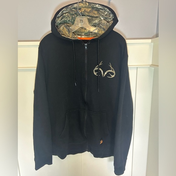 Real tree black camo hood zip-up hoodie - Picture 1 of 9